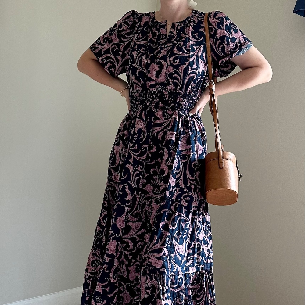NWT Anthropologie dress large Navy and pink